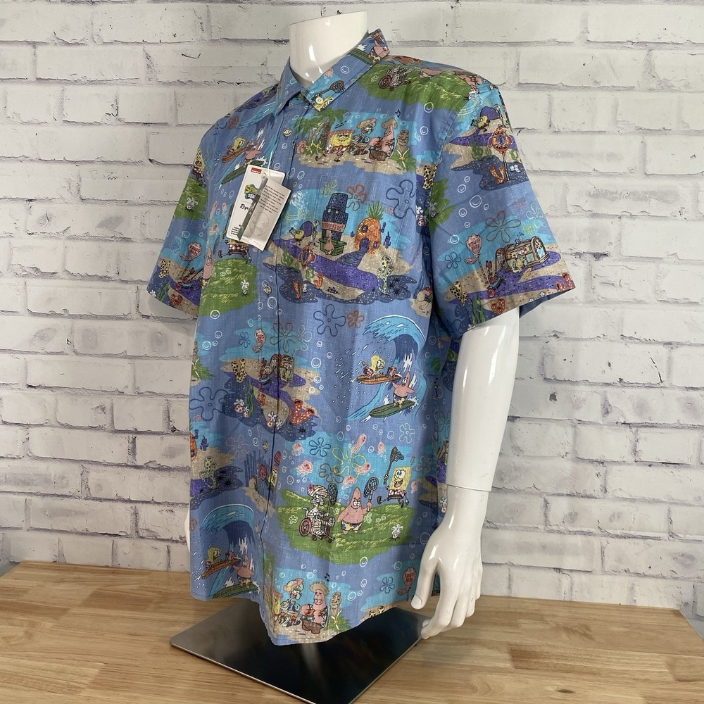 Reyn Spooner Shirt Men's 3XL Spongebob Aloha Hawaiian Camp Shirt Classic NWT - Picture 4 of 14